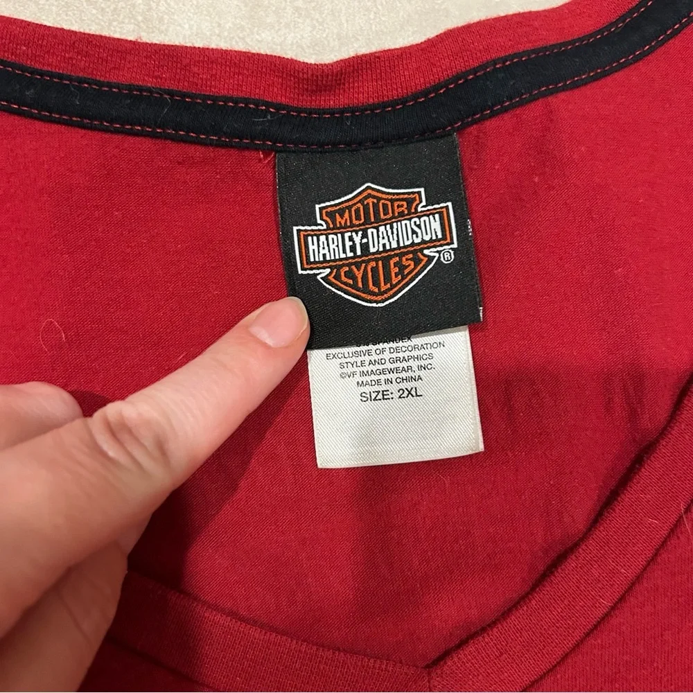 Harley-Davidson Women's Red V-Neck Tee size 2XL - Picture 6 of 8